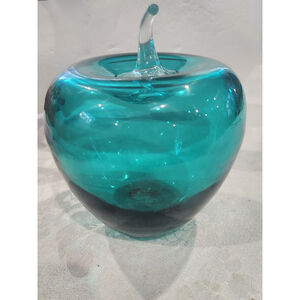 Blenko Teal Glass Apple MCM EUC